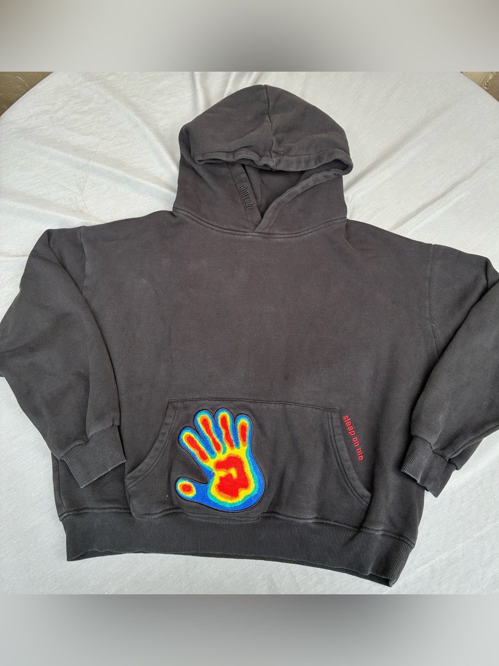& Other Stories Black Hoodie with Heatmap Hand Patch